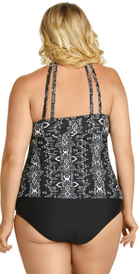 Raisins Boa Tankini Top in Black Y840136-BLK: