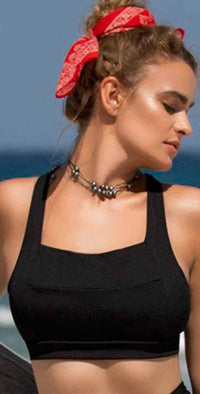 Raisins Ribbed Summer Halter Top in Black Y710282-BLK: