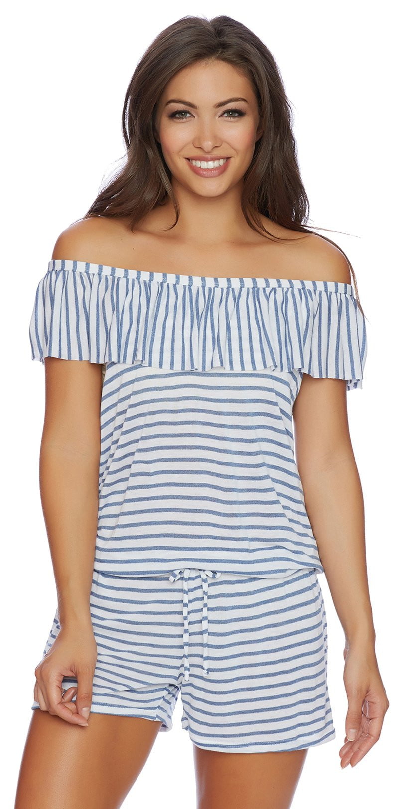 Splendid Chambray All Day Off the Shoulder Romper SP48777-BLU – South ...