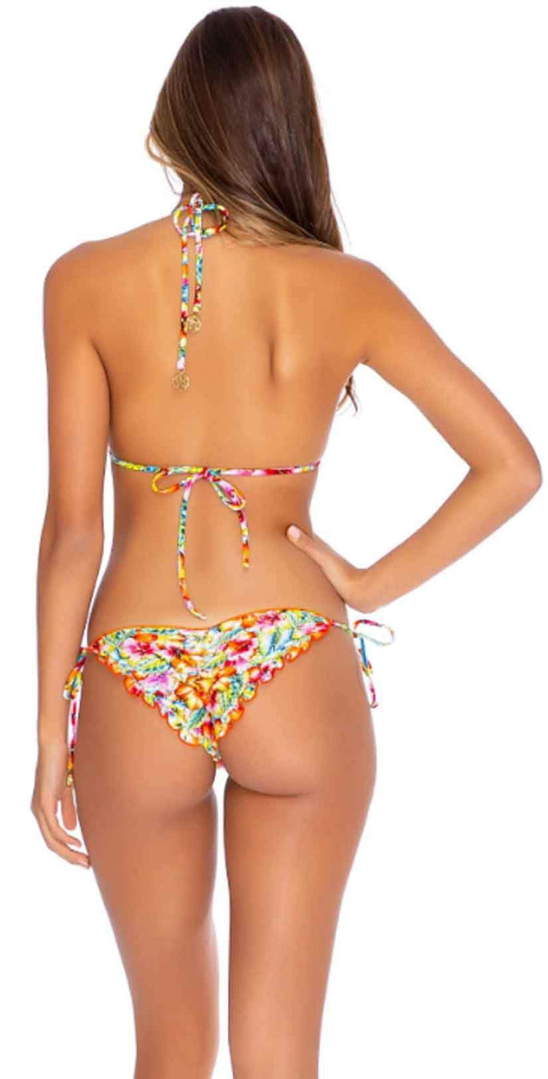 Rainbow Ruffle String Bikini Top
