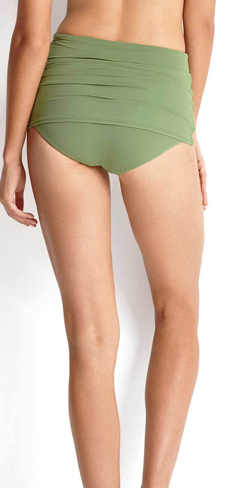 Seafolly High Waist Skirted Bottom in Moss 40461-058-MOSS: