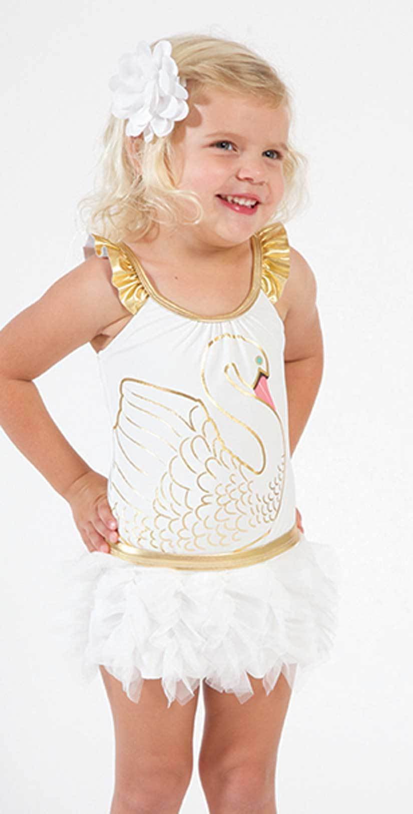 Shade Critters Little Girl's Swan Princess One Piece with Skirt SS024M12: