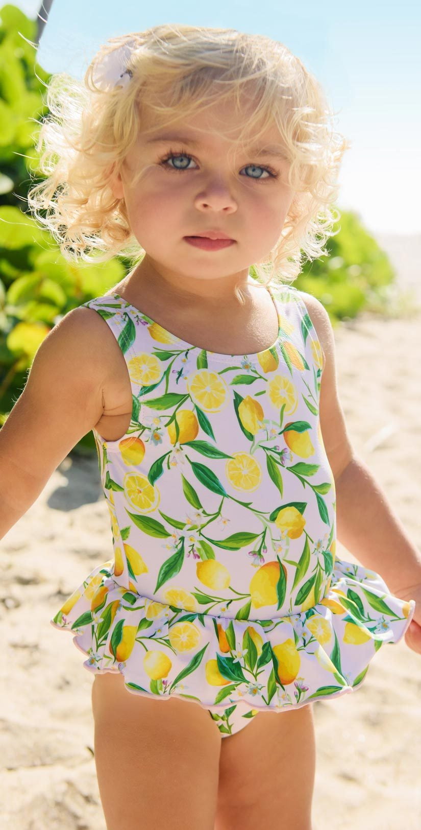 Snapperrock Little Girl's Lemon Skirted Swimsuit G13078: