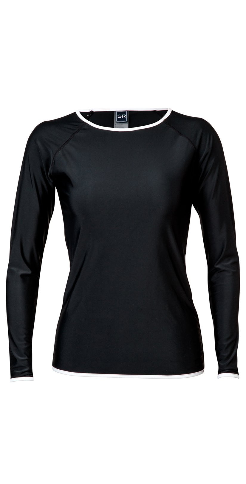 Snapperrock Ladies Black with White Trim Rashguard Top L20002L: