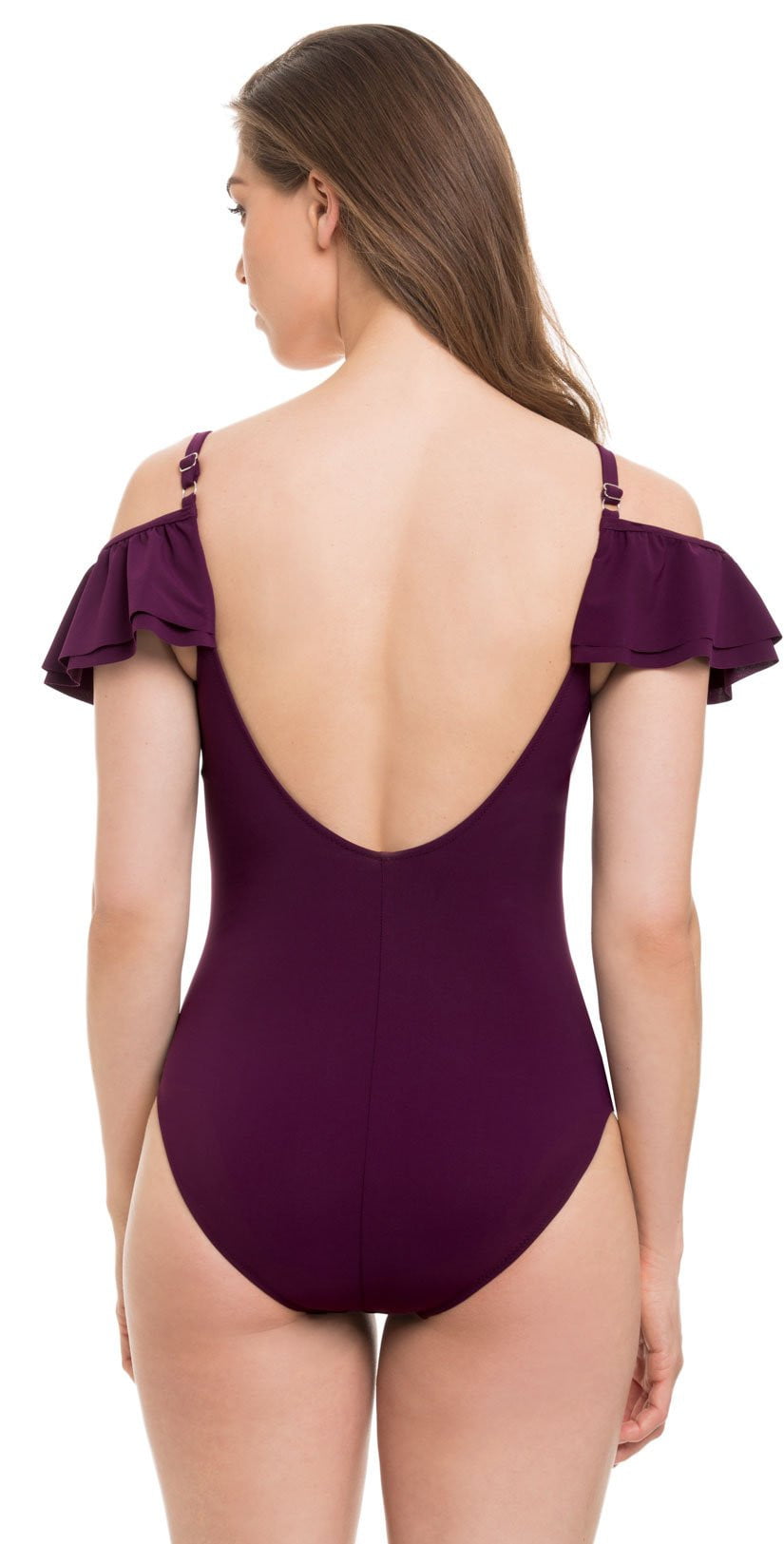 Profile by Gottex Gala Off The Shoulder One Piece in Wine E837-2063-601: