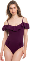 Profile by Gottex Gala Off The Shoulder One Piece in Wine E837-2063-601: