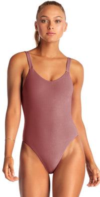 Vitamin A Leah EcoRib One Piece Bodysuit in Rose 76M DRR: