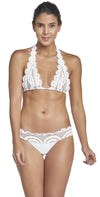 PilyQ Water Lily Lace Teeny Bikini Bottom in White WAT-222T: