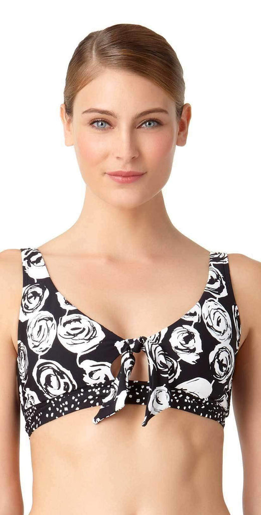 Anne Cole Coming Up Floral Banded Triangle Top 18MT10654-BKWH: