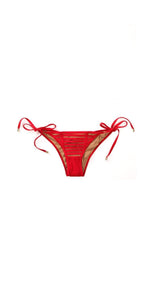 Beach Bunny Hard Summer Tie Side Skimpy Bottom in Red B16104B2-RED: