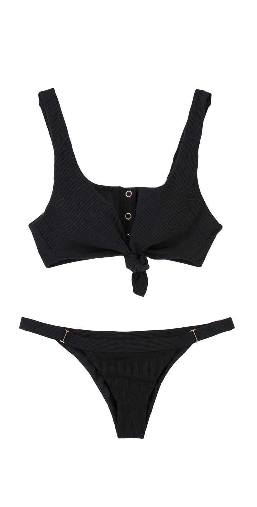 Beach Bunny Rib Tide Skimpy Bottom In Black B17125B2-BLK: