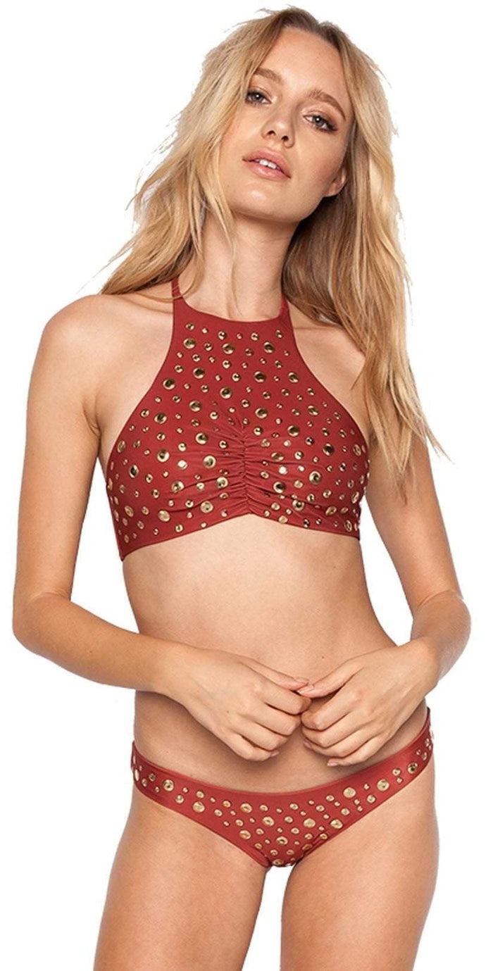 Beach Riot Madison High Neck Studded Halter Top In Sienna ASIEHT-SIE: