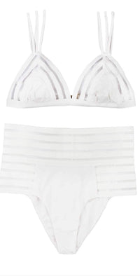 Beach Bunny Sheer Addiction High Waist Bikini Bottom in White B16125B0-WHT: