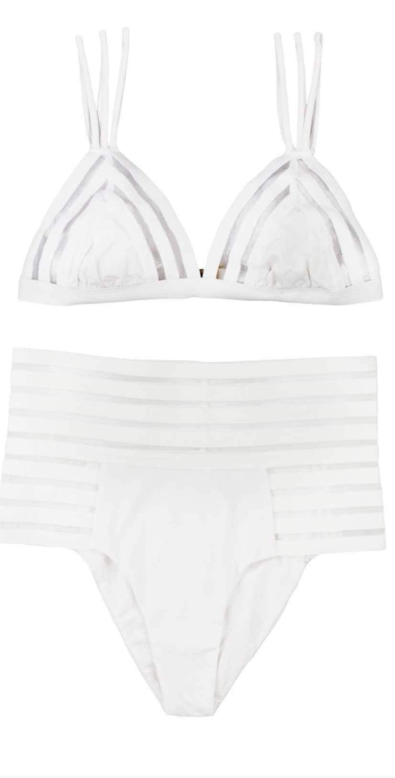 Beach Bunny Sheer Addiction High Waist Bikini Bottom in White B16125B0-WHT: