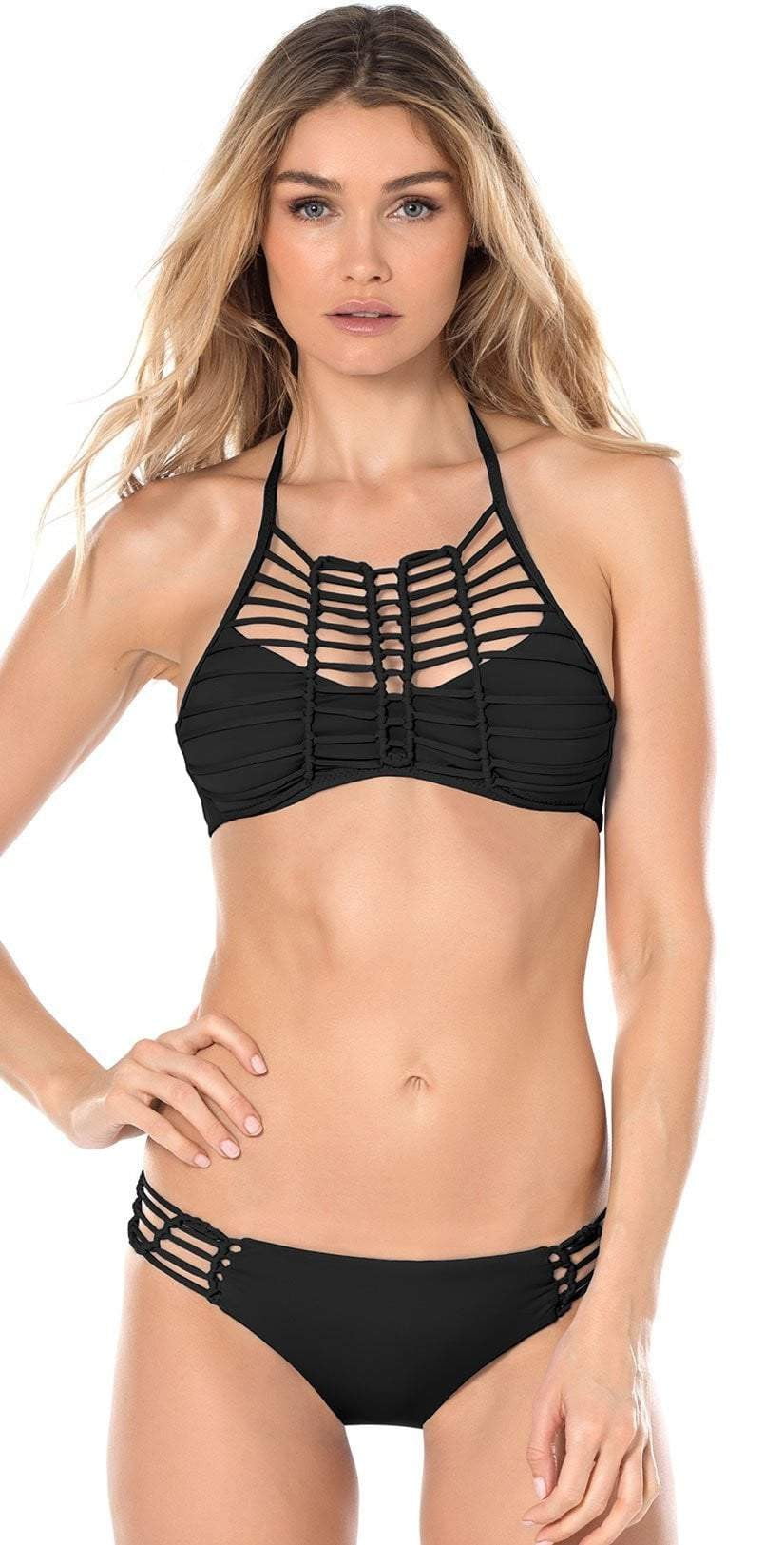 Becca No Strings Attached High Neck Top In Black 859587-BLK: