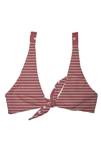 Summer Label Biarritz Bikini Top In Maroon Polka Dot