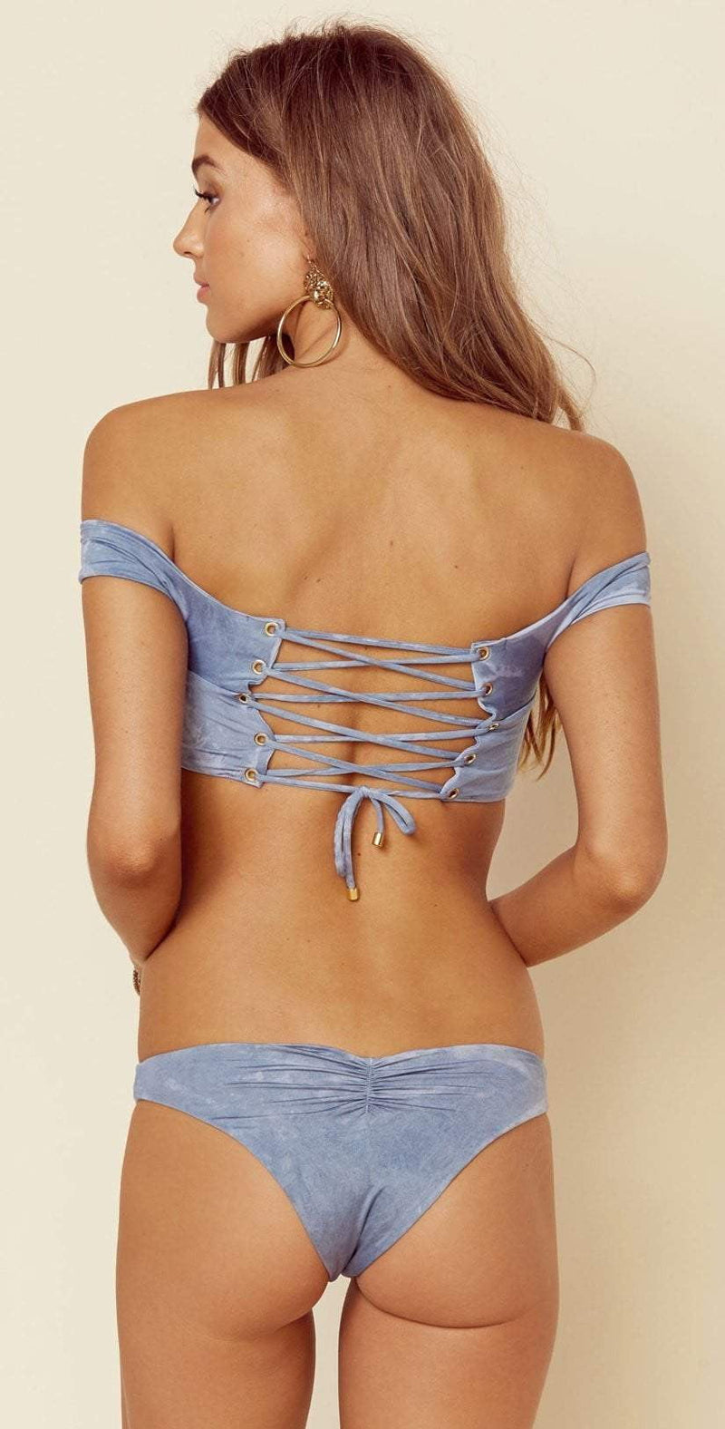 Blue Life Rising Sun Off The Shoulder Top In Ice Blue Tie Dye 238-2520: