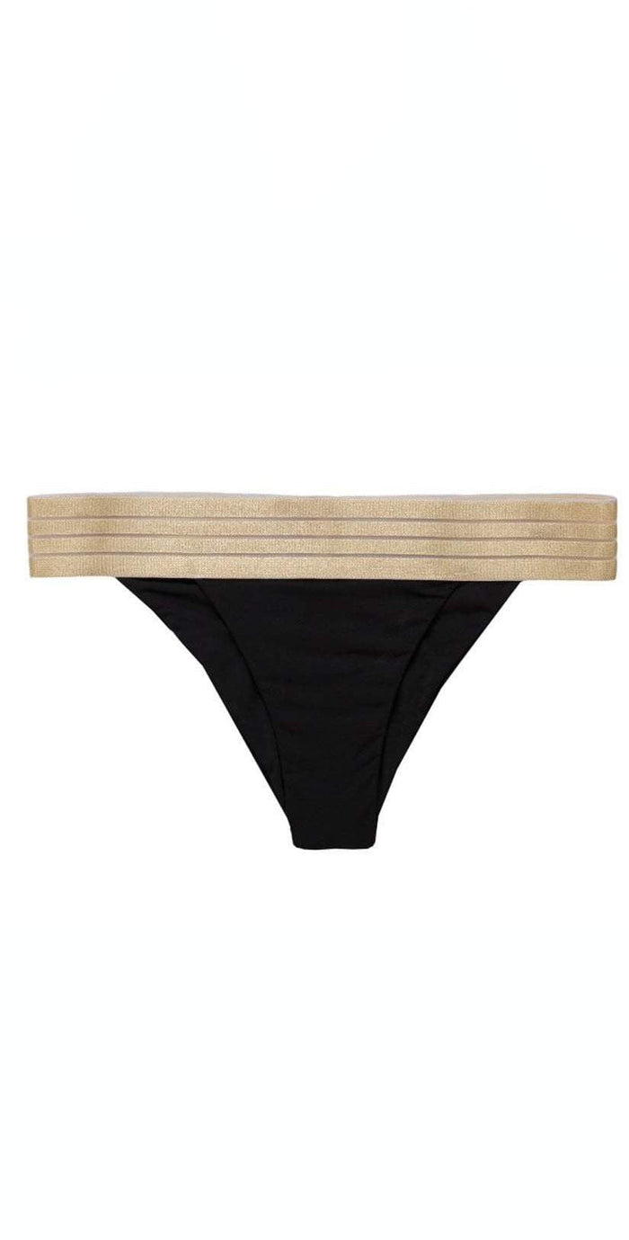 Beach Bunny Sheer Addiction Bottoms In Black and Gold B17123B1-BLCK: