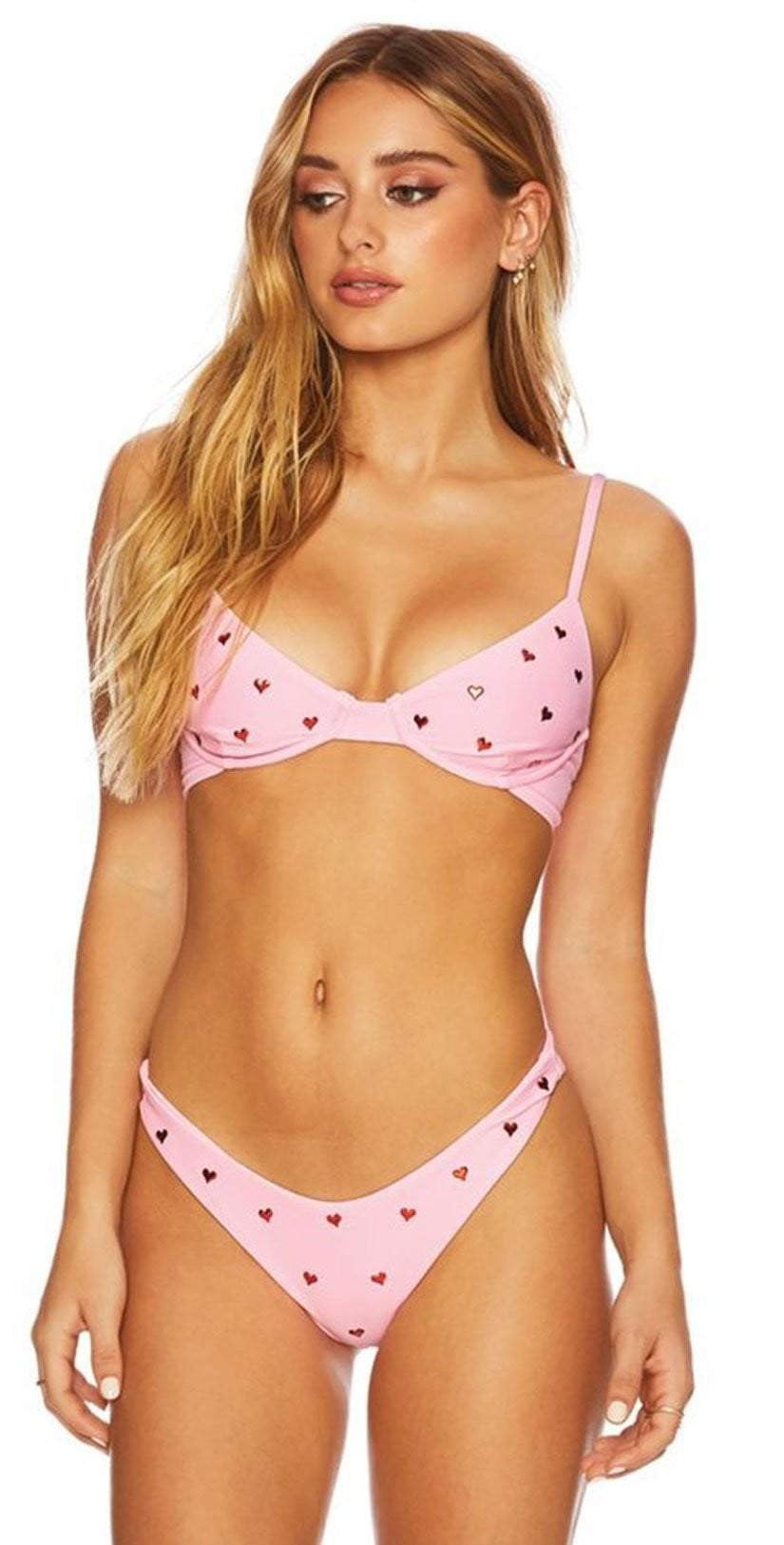 Beach Riot Island Heart Bikini Bottom in Pink South Beach Swimsuits