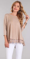 Chris and Carol Lace Bottom Trim with 3/4 Sleeves In Beige CTB018: