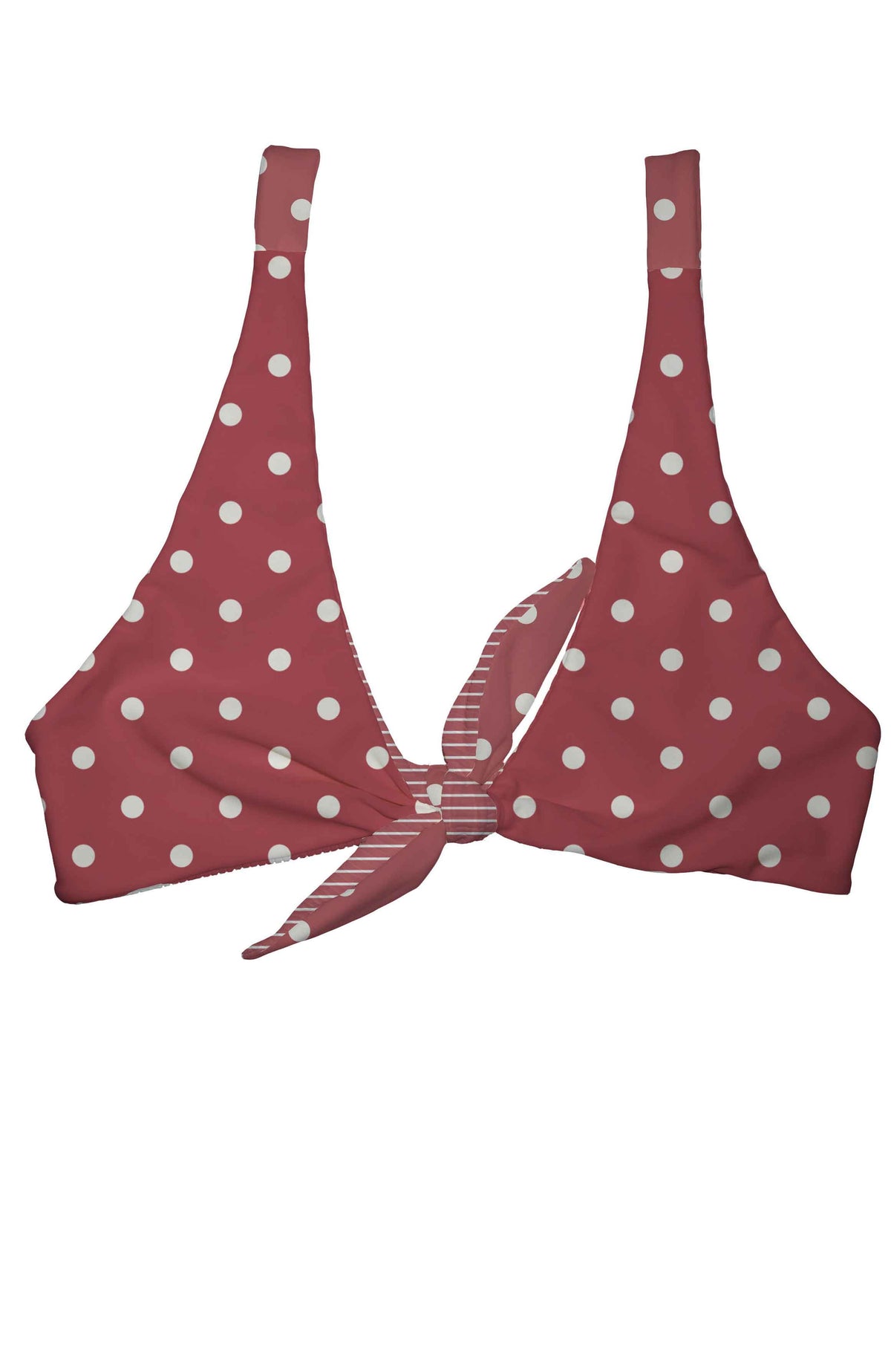 Summer Label Biarritz Bikini Top In Maroon Polka Dot