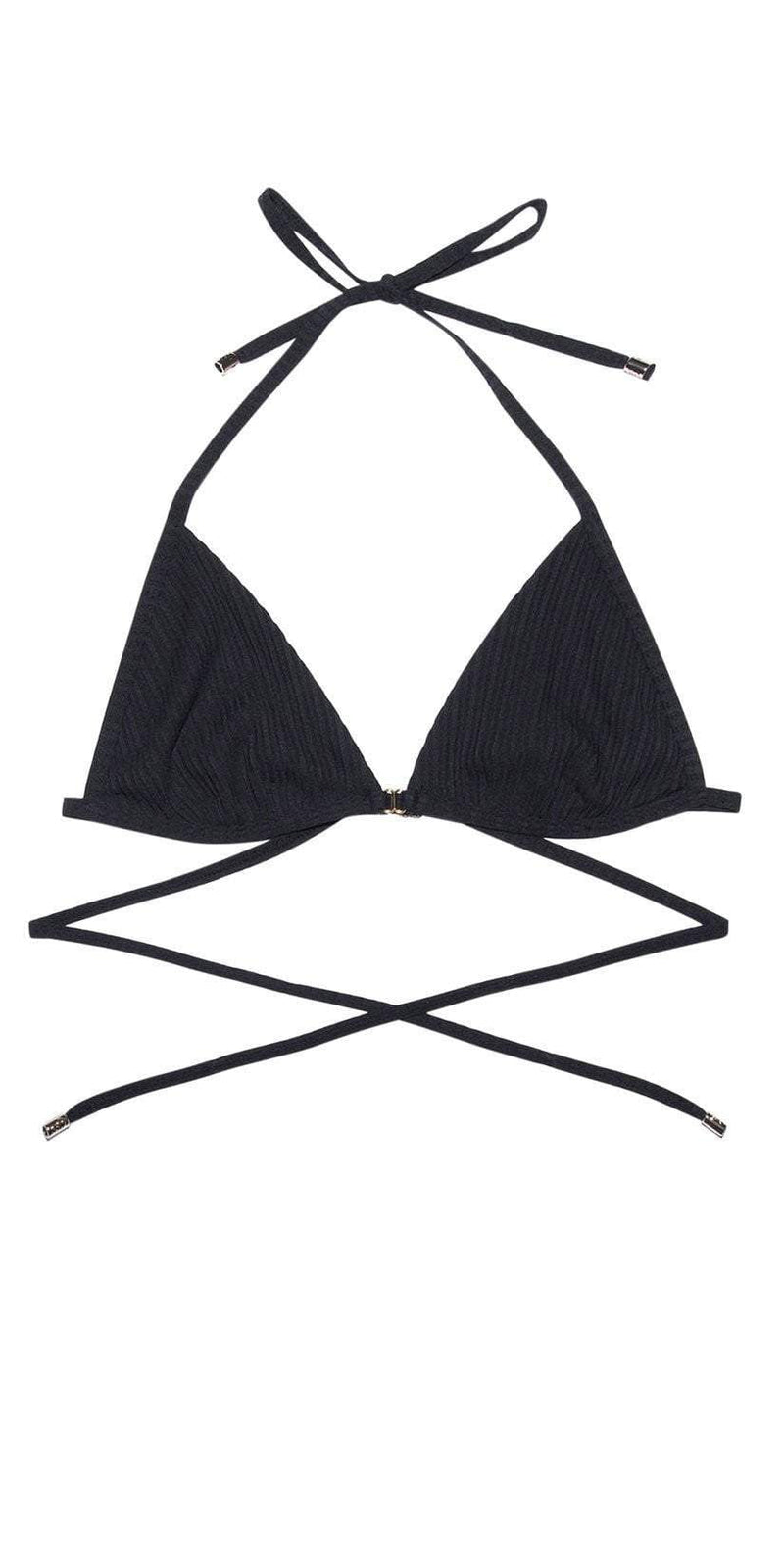 Beach Bunny Californiacation Renegade Wrap Bikini Top In Black B19106T2 BLK: