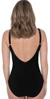 Profile by Gottex Moto V-Neck One-Piece Swimsuit in Black E934 2D31 001: