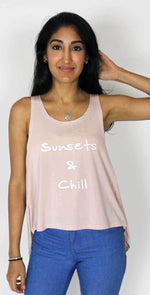 Ete Apparel Sunsets and Chill High Low Tank Top In Blush 1-10-SND-SC-17-P: