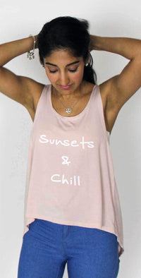 Ete Apparel Sunsets and Chill High Low Tank Top In Blush 1-10-SND-SC-17-P: