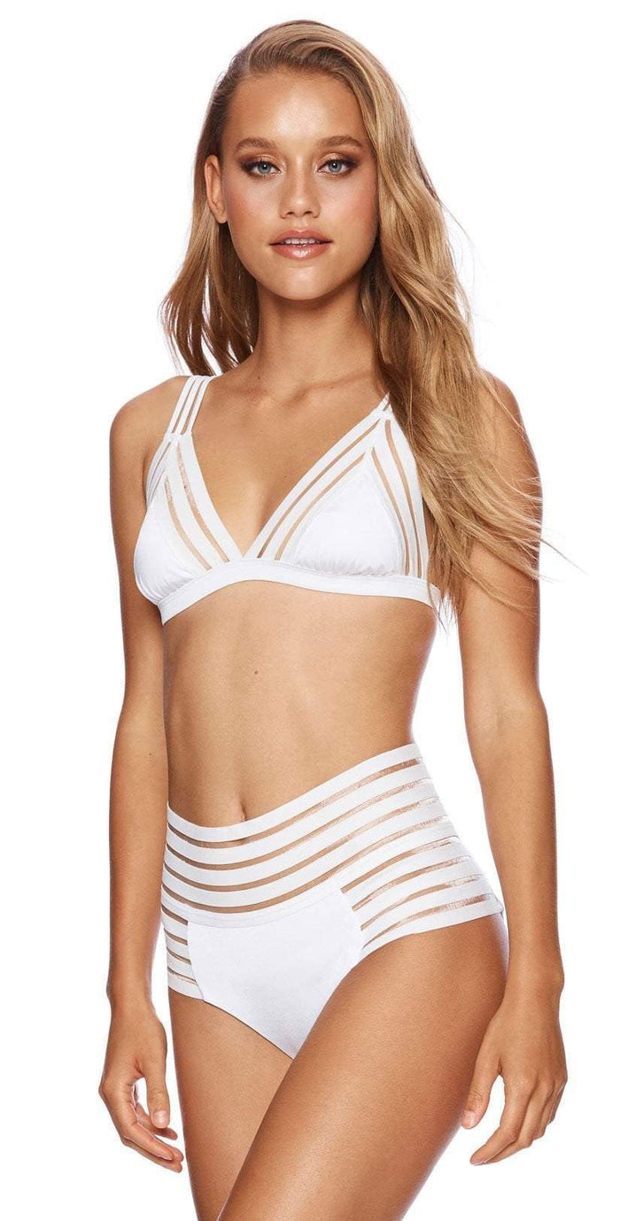 Beach Bunny Sheer Addiction High Waist Bikini Bottom in White B16125B0-WHT: