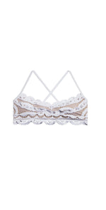 PilyQ Water Lily Lace Bralette Top in White WAT-131B: