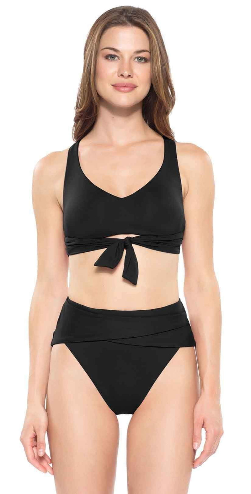 Becca Color Code Racer Back Bikini Top in Black 853797 BLK: