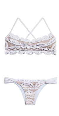 PilyQ Water Lily Lace Bralette Top in White WAT-131B: