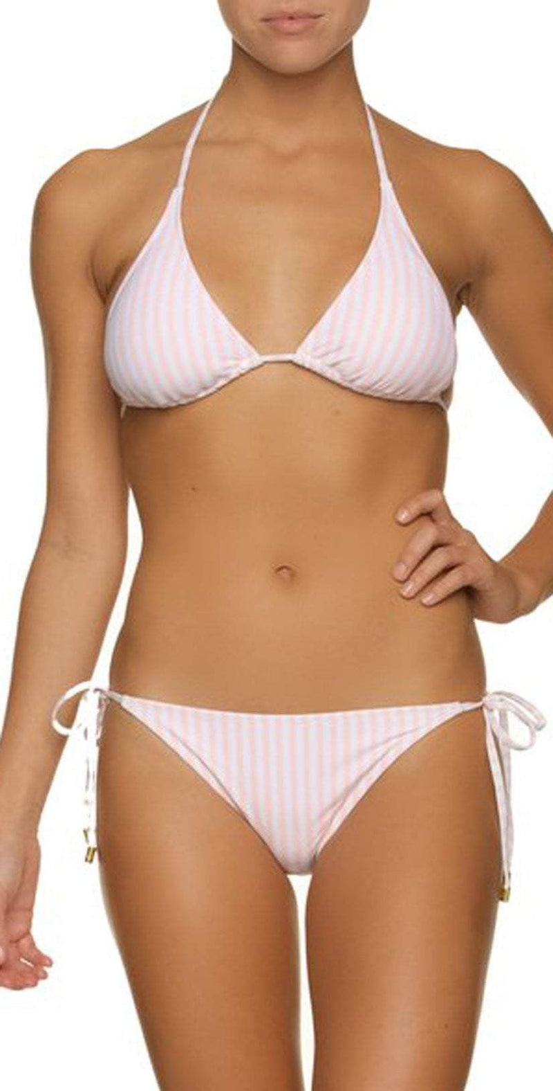 Helen Jon Pink and White Stripe String Bikini Bottom HJLE-0306-PWP: