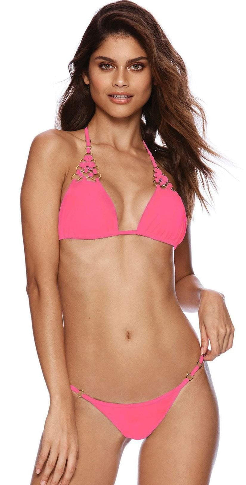 Beach Bunny Ireland Ring Tri Top In Pink B18127T2 BARB: