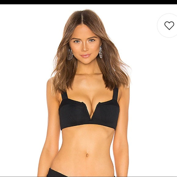 Ribbed Lee Lee Bikini Top in Black