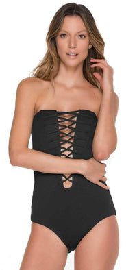 Malai Glam Fishbone One Piece In Black OP0108-BLK: