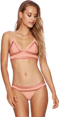 Beach Bunny Mia Long Line Bikini Top in Whiskey Rose B19100T2-WHRS: