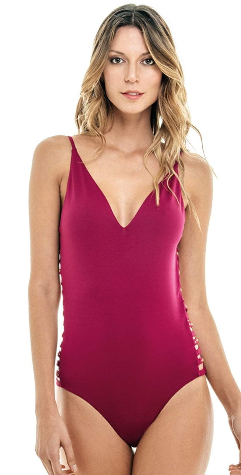 MIlonga Side Cut Out One Piece in Wine 068: