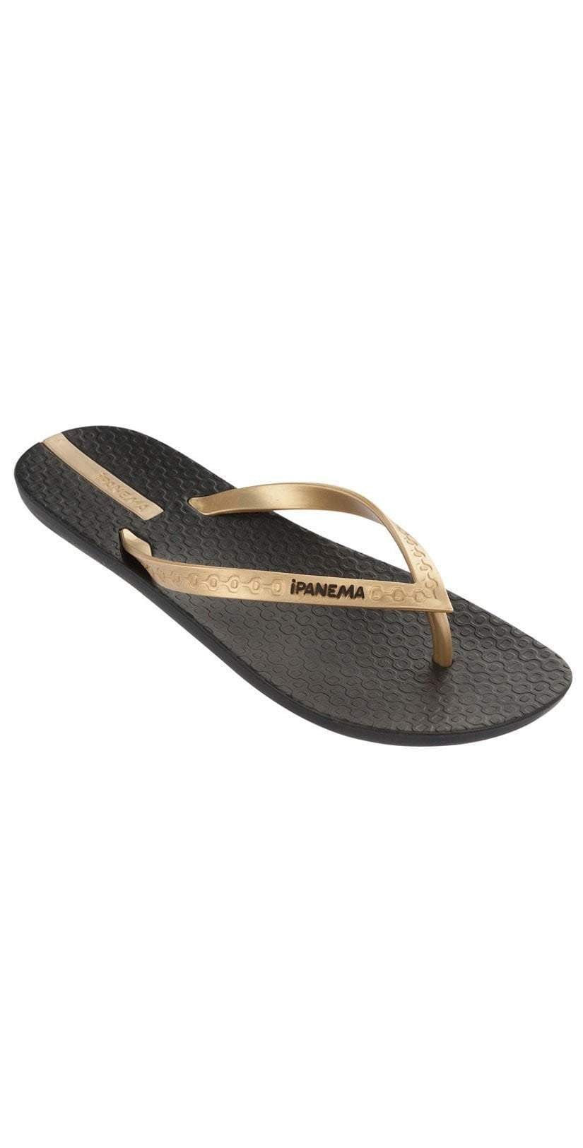 iPanema Neo Sense Flip Flops in Black/Gold 21976-BLK/GLD: