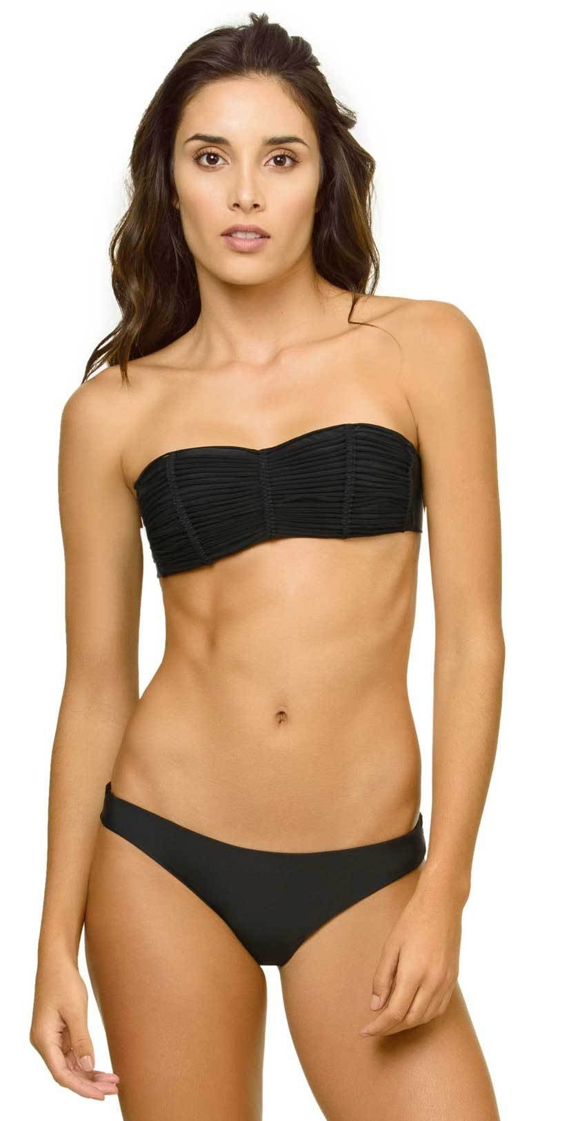 PilyQ Midnight Gold Isla Bandeau Top in Black MID-156B: