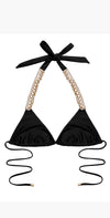 Beach Bunny Pretty In Pearls Triangle Top in Black and Poppy: