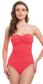 Profile By Gottex Cross Bandeau One Piece in Coral E837-2D04-611: