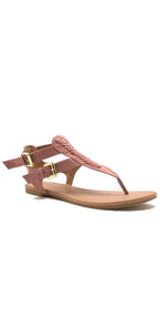 Qupid Shoes Archer Gladiator Thong Sandal In Mauve ARCHER-245 MAUVE: