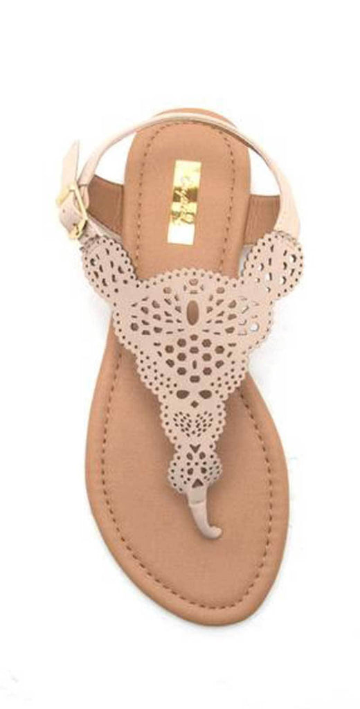 Qupid Shoes Archer Cut Out Sandal in Nude ARCHER-207X NUDE: