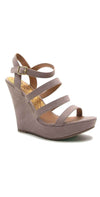 Qupid Shoes Glory Strappy Wedge Sandal in Taupe GLORY-179X TAUPE: