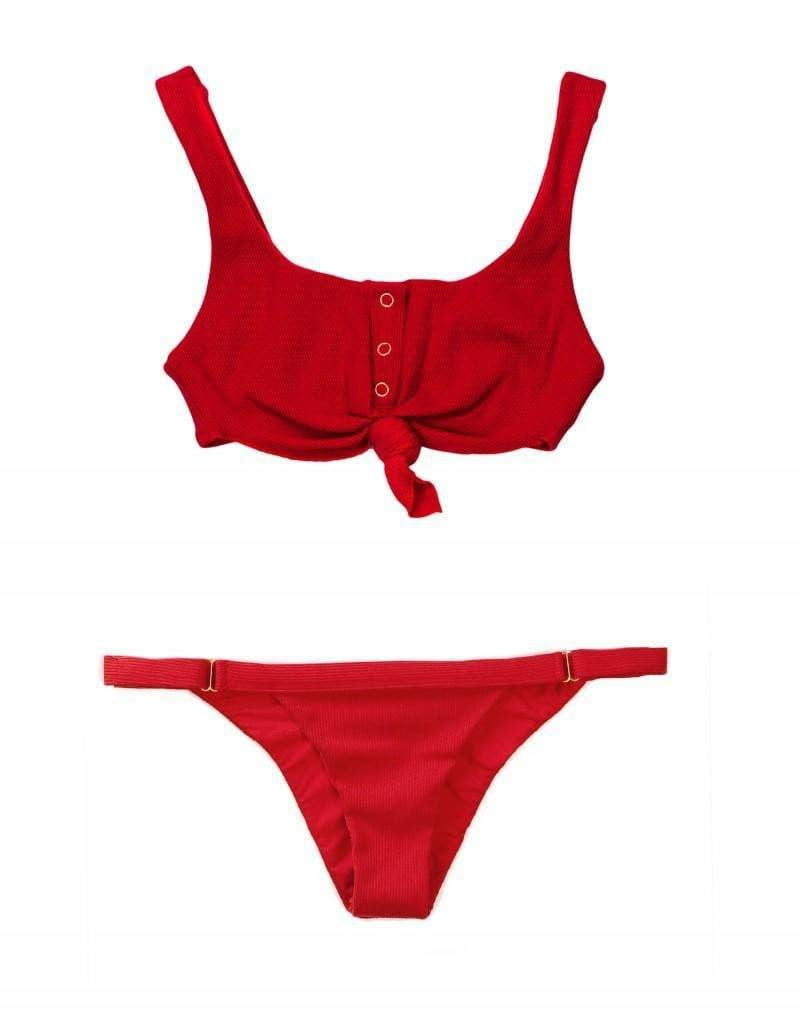 Beach Bunny Rib Tide Knot Top in Red B17125T0-REDD: