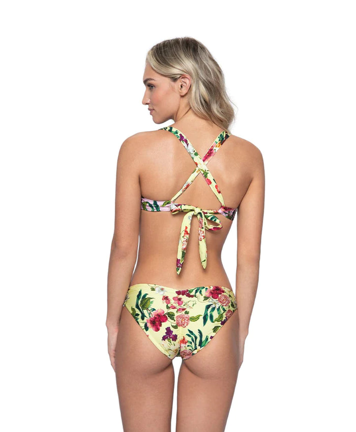 PQ Swim Reversible Basic Ruched Bottoms in Summer Hibiscus