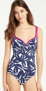 Tommy Bahama Graphic Jungle V Neck One Piece Swimsuit TSW31312P-15096MW: