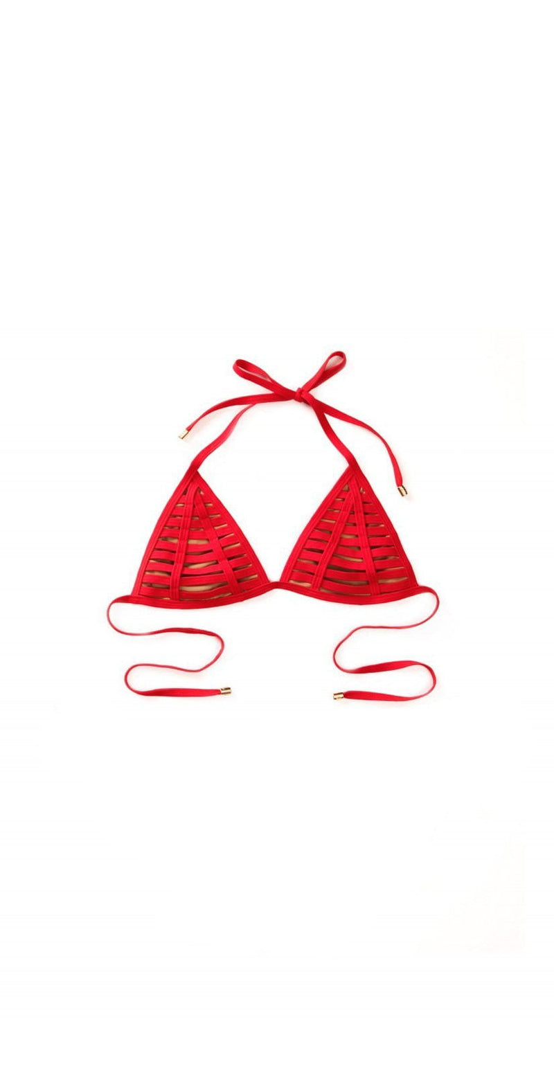 Beach Bunny Hard Summer Triangle Bikini Top In Red B16104T1-RED: